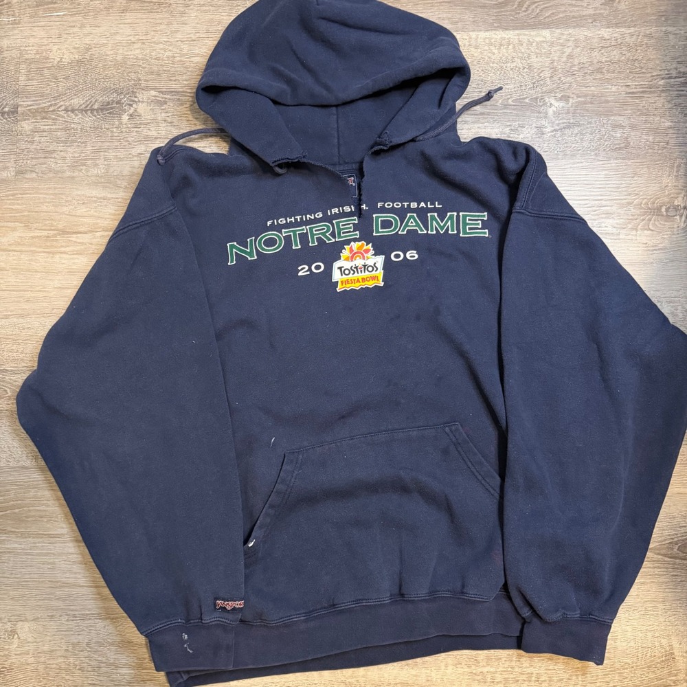 Vintage JanSport Notre Dame Fighting Irish 2006 Fiesta Bowl Hoodie Navy XL